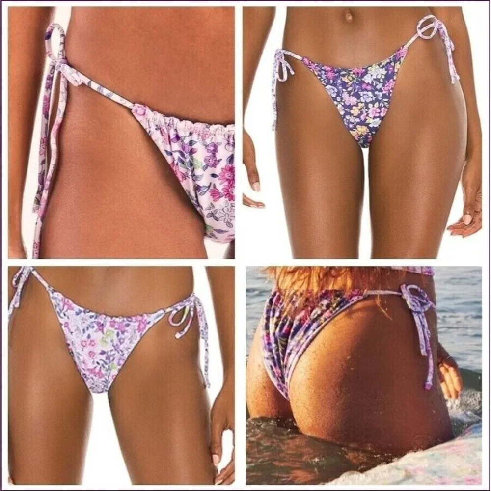 LoveShackFancy Bikini Bottom XL Sunny Meadow Cheeky Tie Side Cheeky Reversible